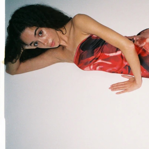 BRAND NEW KIM SHUI RED ROSE SILK TUBE GOWN - Picture 4 of 4